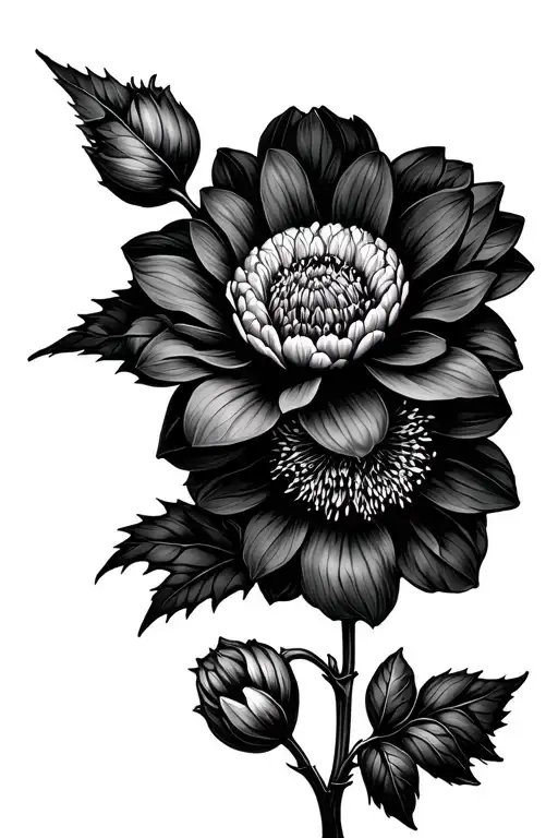 bramble, hellebore flower and chrysanthemum, bible verses tattoo design idea