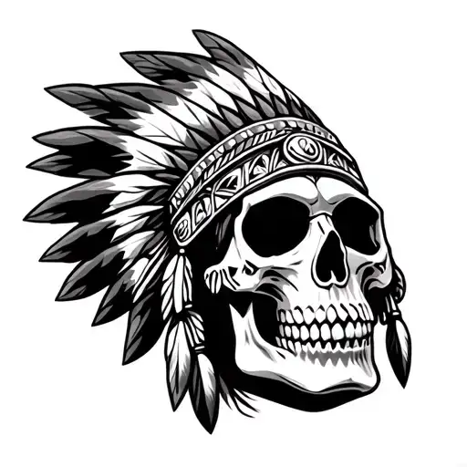 Native American Skull tattoo design idea