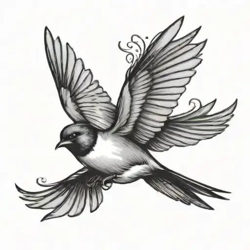 swallow bird flying tattoo design idea
