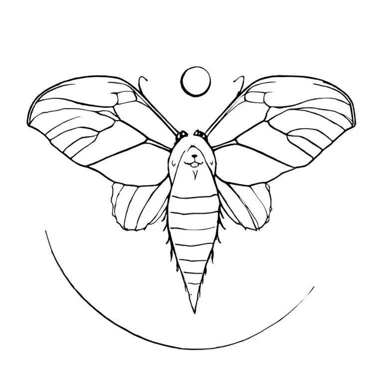 Moth moon bear tattoo design idea