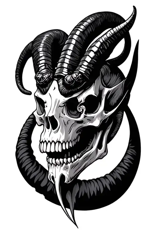 Scary Capricorn skull tattoo design idea