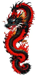 black eastern dragon wrapping around arm sleeve tattoo design idea