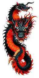 black eastern dragon wrapping around arm sleeve tattoo design idea