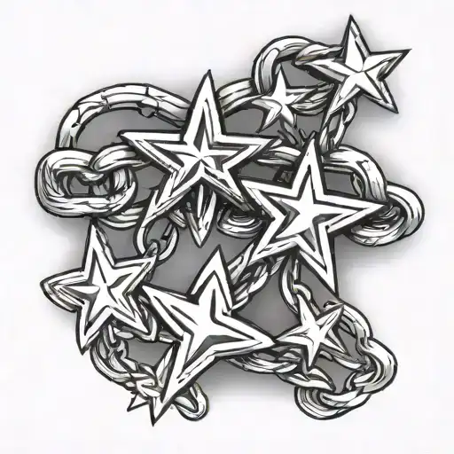 chain link with 3 stars tattoo design idea