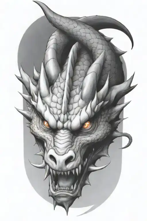 dragon face 3/4th view tattoo design idea