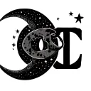 initials CZ where the C is a moon and there are stars for the Taurus constellation tattoo design idea