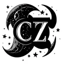 initials CZ where the C is a moon and there are stars for the Taurus constellation tattoo design idea