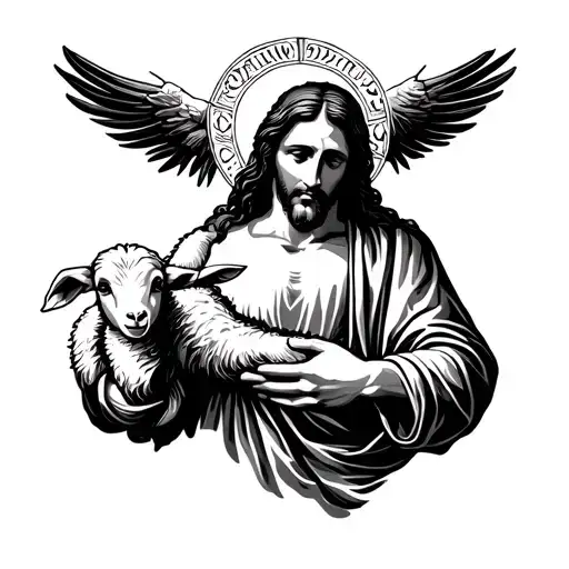 Jesus holding a lamb tattoo design idea