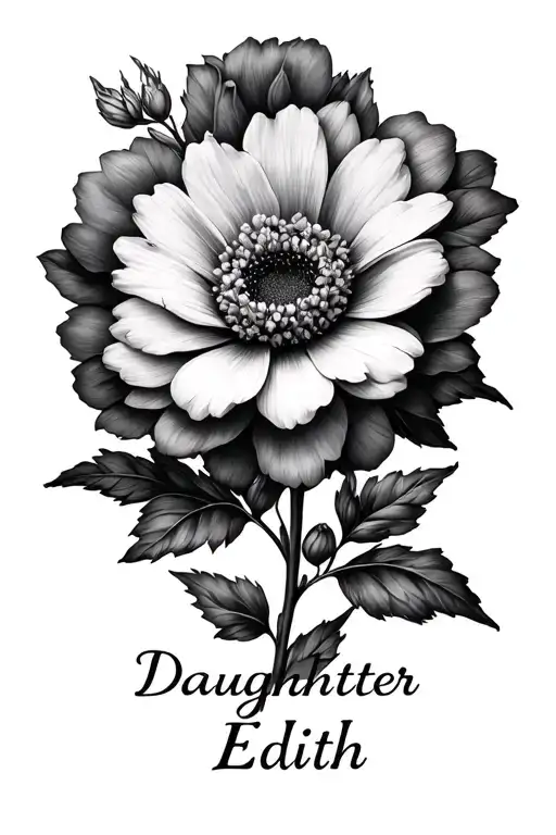 "Edith" Daughter Edith born october birth flower tattoo design idea