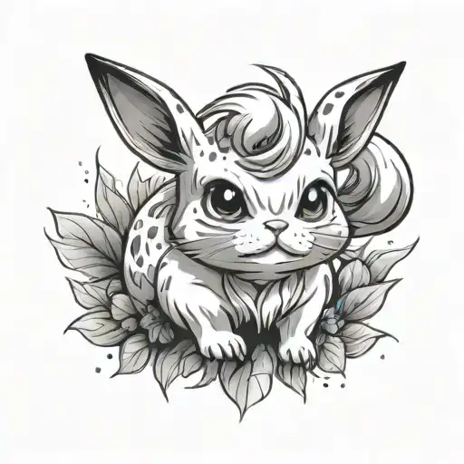 Make me a cute tattoo of a bulbasusr and eevee on the wrist  tattoo design idea