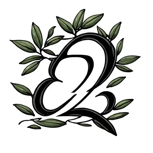 The "E2" and must be small, simple, refined. Add olive twigs that arises from the symbol or alongside it tattoo design idea