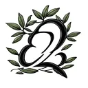 The "E2" and must be small, simple, refined. Add olive twigs that arises from the symbol or alongside it tattoo design idea