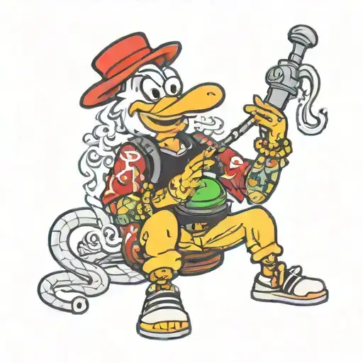 mac pato smoking a hookah tattoo design idea