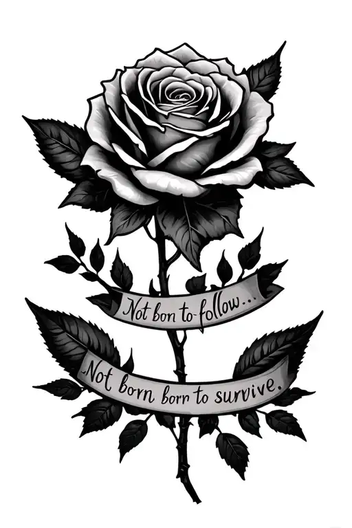 Wrist Area – The Rose (Roots & Growth) Mid Forearm – The Wolf Upper Forearm – "Not born to follow. Born to survive" tattoo design idea