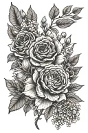 December birth flower, August birth flower, october birth flower,  2 december birth flower bouquet tattoo design idea