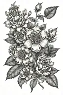 December birth flower, August birth flower, october birth flower,  2 december birth flower bouquet tattoo design idea
