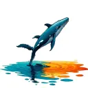 whale outline in a puddle of colored gasoline tattoo design idea