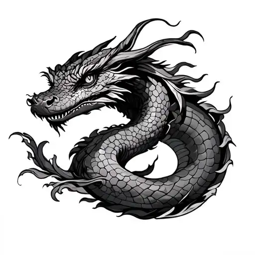 water dragon that wraps around arm sleeve tattoo design idea