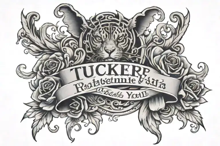 neck tattoo with the name Tucker with the quote “Blood makes you related, loyalty makes you family” through the middle tattoo design idea