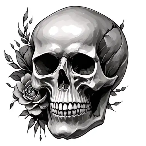 skull soft shading tattoo design idea