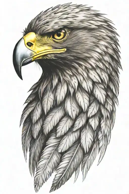 A single golden eagle feather tattoo design idea