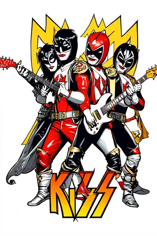 the band Kiss as power rangers tattoo design idea