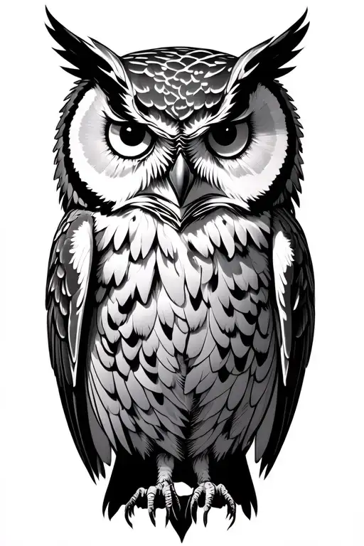 Gothic Owl flying bird tattoo design idea