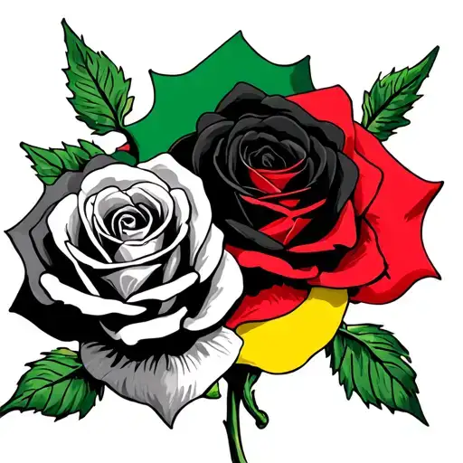 Irish, German and Italian flag roses tattoo design idea