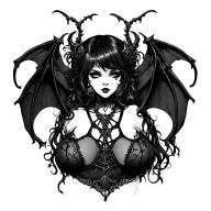 Gothic, Succubus, G-String, Bra tattoo design idea