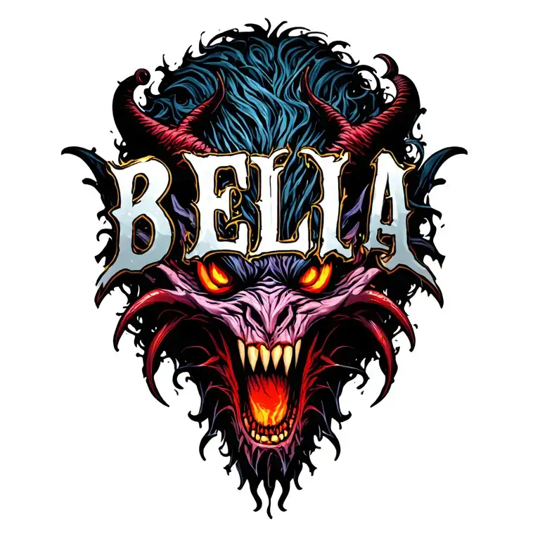 "B E L I A L" BELIAL DEMON tattoo design idea