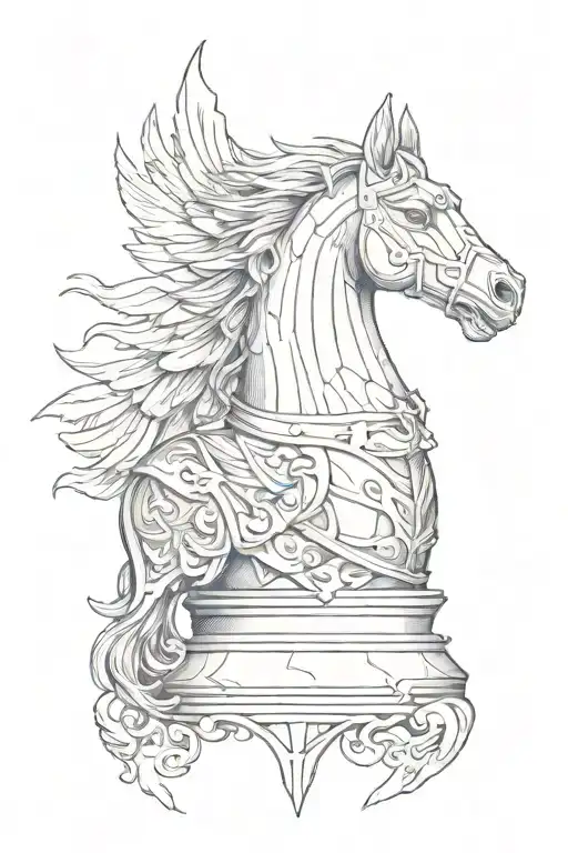 Knight chess piece but instead of a horse head it is a bird tattoo design idea