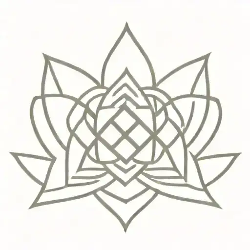 gratitude symbol, an endless knot representing connectedness, a lotus flower, three dots tattoo design idea