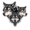 three wolves front view tattoo design idea