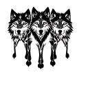 three wolves front view tattoo design idea