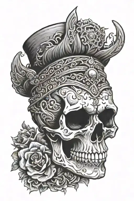 skull face tattoo design idea