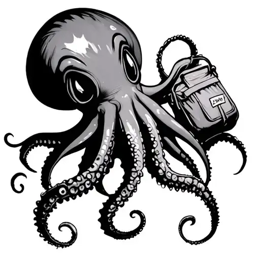 squid with med bag on tentacle  tattoo design idea