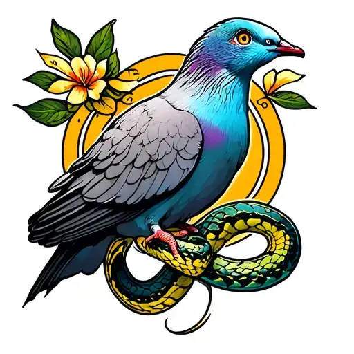 dove with snake pupils tattoo design idea