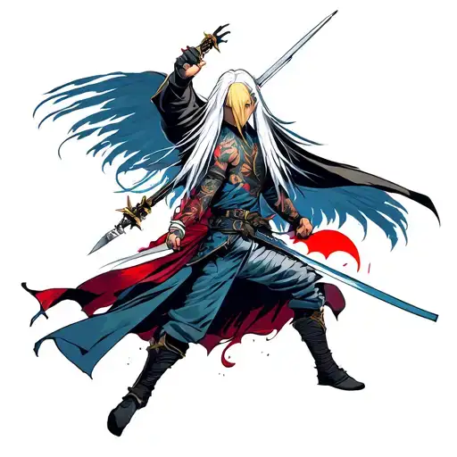 battle between cloud strife and sephiroth of final fantasy VII tattoo design idea