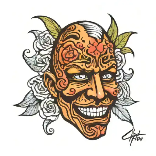cry later mask tattoo design idea