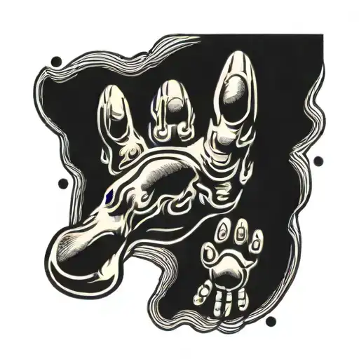 baby hand print and dog paw print tattoo design idea
