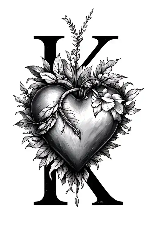 letter 'K', heart, freedom she is someone tattoo design idea