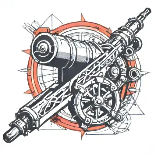 The arsenal cannon "Gunner" with a red letter A in the middle  tattoo design idea