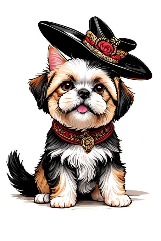 Shih Tzu with a cat tattoo design idea