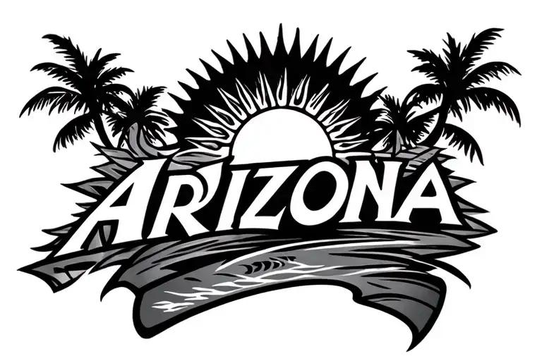Arizona logo with the sun and Polynesian style tattoo tattoo design idea