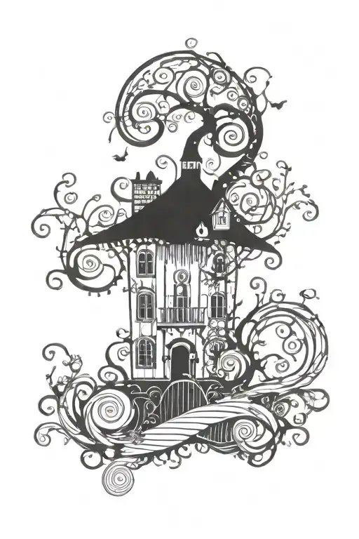 Tim Burton inspired tattoo sleeve tattoo design idea