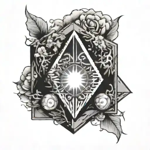Subtronics tesseract cube behind florida sun tattoo design idea