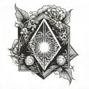 Subtronics tesseract cube behind florida sun tattoo design idea