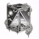 Subtronics tesseract cube behind florida sun tattoo design idea