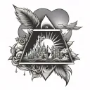 Subtronics tesseract cube behind florida sun tattoo design idea