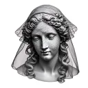 veiled statue bust sculpture tattoo design idea